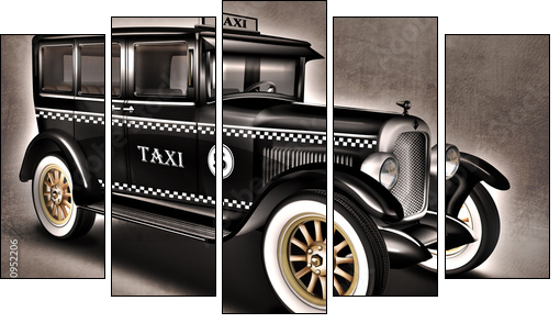 schwarzer Oltimer, PKW, Limousine Taxi, Taxe  - Obraz pięcioczęściowy, Pentaptyk
