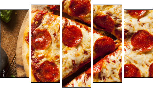 Hot Homemade Pepperoni Pizza  - Obraz pięcioczęściowy, Pentaptyk