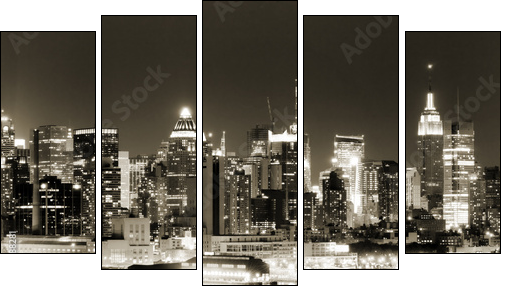 Manhattan nocą – nastrojowy widok
 - Obraz pięcioczęściowy, Pentaptyk