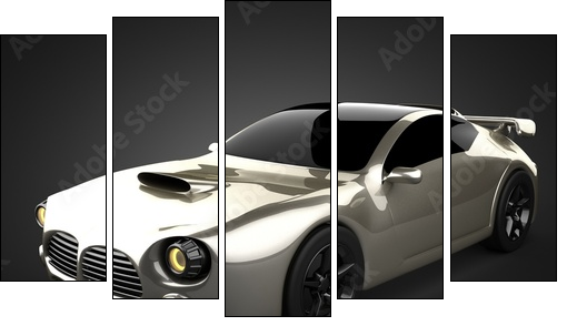 luxury brandless sport car  - Obraz pięcioczęściowy, Pentaptyk