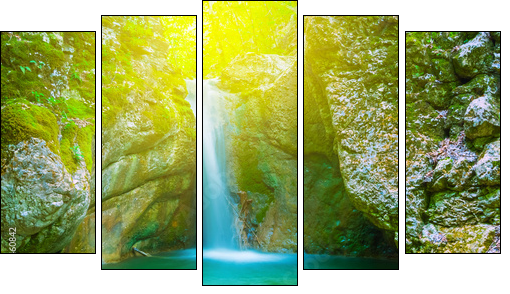 small mountain waterfall  - Obraz pięcioczęściowy, Pentaptyk