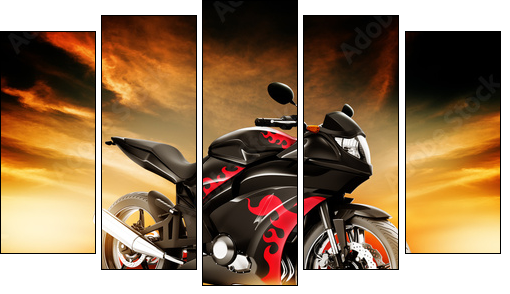 Motorcycle Land Vehicle Transportation Luxury Motorbike Elegance  - Obraz pięcioczęściowy, Pentaptyk