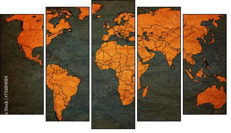 sri lanka territory on world map  - Obraz pięcioczęściowy, Pentaptyk