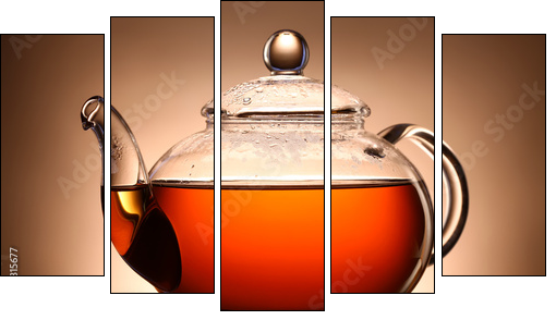 Glass teapot  - Obraz pięcioczęściowy, Pentaptyk