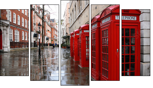 Londyn – szare ulice i czerwone budki telefoniczne
 - Obraz pięcioczęściowy, Pentaptyk