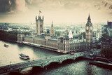 London, the UK. Big Ben, the Palace of Westminster. Vintage  Miasta Obraz