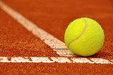 Tennis ball on a tennis clay court  Sport Fototapeta