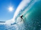 Surfer on Blue Ocean Wave  Sport Fototapeta