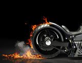 Custom black motorcycle burnout. Room for text or copyspace  Pojazdy Fototapeta