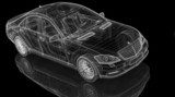 Car 3D model body structure, wire model  Pojazdy Fototapeta