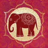 Indian elephant with mandalas  Orientalne Fototapeta