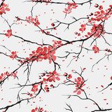 cherry or sakura seamless pattern background  Orientalne Fototapeta