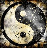 Yin yang symbol on grunge  Orientalne Fototapeta