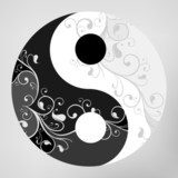 Yin yang pattern symbol on grey background, vector illustration  Orientalne Fototapeta