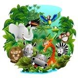 Wild Animals Cartoon on Jungle-Animali Selvaggi nella Giungla  Plakaty do Pokoju dziecka Plakat
