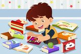 Boy reading a book  Plakaty do Pokoju dziecka Plakat