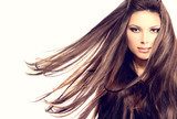 Fashion Model Girl Portrait with Long Blowing Hair  Ludzie Plakat