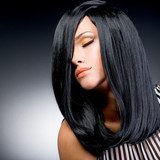 Beautiful brunette woman with long black straight hair  Ludzie Plakat