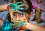 little girl and colors - portrait  Ludzie Plakat