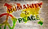 Holzschild - Humanity and peace for the world  Fototapety do Pokoju Nastolatka Fototapeta