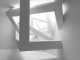 Abstract white room 3d interior with cubes in the corner  Fototapety 3D Fototapeta