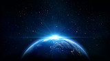 blue sunrise, view of earth from space  Fototapety Kosmos Fototapeta