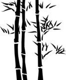 Silhouette of a branch of a bamboo  Na drzwi Naklejka