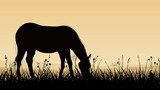 Horizontal illustration of horse grazing.  Zwierzęta Fototapeta