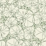 Seamless pattern with orchid, vector  Rysunki kwiatów Fototapeta