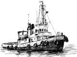 industrial boat  Drawn Sketch Fototapeta