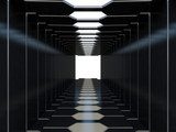 Futuristic dark corridor  Optycznie Powiększające Fototapeta