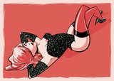 Burlesque Pin-up Character Illustration  Pin-up Obraz