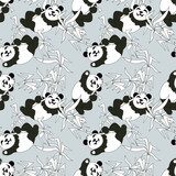 Pandas seamless pattern  Orientalne Fototapeta