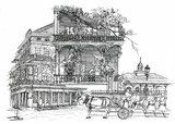 New Orleans architectural illustration drawing  Drawn Sketch Fototapeta
