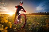 Sport bike, cycling in the beautiful meadow  Sport Plakat