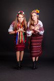 Young women in ukrainian clothes  Folklor Fototapeta