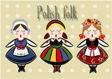 Polski folklor - kostiumy w graficznej odsłonie Folklor Fototapeta