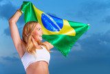 Happy fan of Brazilian football team  Sport Plakat