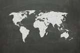 world map on chalk board  Mapa Świata Fototapeta