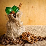 Coffee grains with spices  Kawa Fototapeta