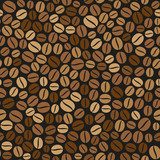 Coffee Beans Seamless Pattern on Dark Background  Kawa Fototapeta