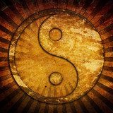 Grunge yin yang symbol  Orientalne Fototapeta