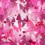 Seamless valentine pattern with butterflies  Motyle Fototapeta