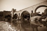 Medieval bridge. Imitation of vintage image  Fototapety Mosty Fototapeta