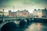 Vintage style view of Dublin Ireland Grattan Bridge  Fototapety Mosty Fototapeta