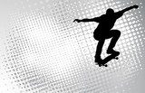 skateboarder on the abstract halftone background - vector  Fototapety do Pokoju Nastolatka Fototapeta