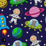 Kosmiczna podróż astronautów Fototapety do Pokoju Chłopca Fototapeta