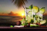 Fresh mojito cocktails on beach  Plakaty do kuchni Plakat