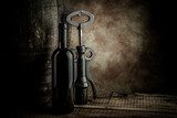 wine glass bottle and barrel  Obrazy do Kuchni  Obraz