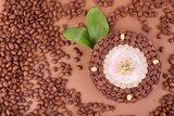 Beautiful clock of coffee beans, on brown background  Obrazy do Kuchni  Obraz